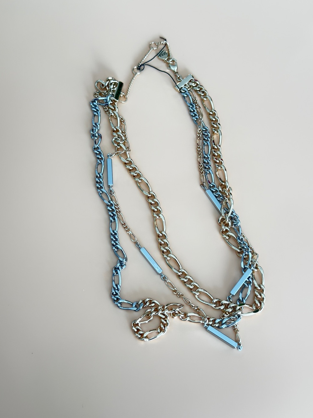 DKNY Two-Tone Bar & Chain Layered Collar Necklace, 16" + 3" extender/ - Picture 6 of 9
